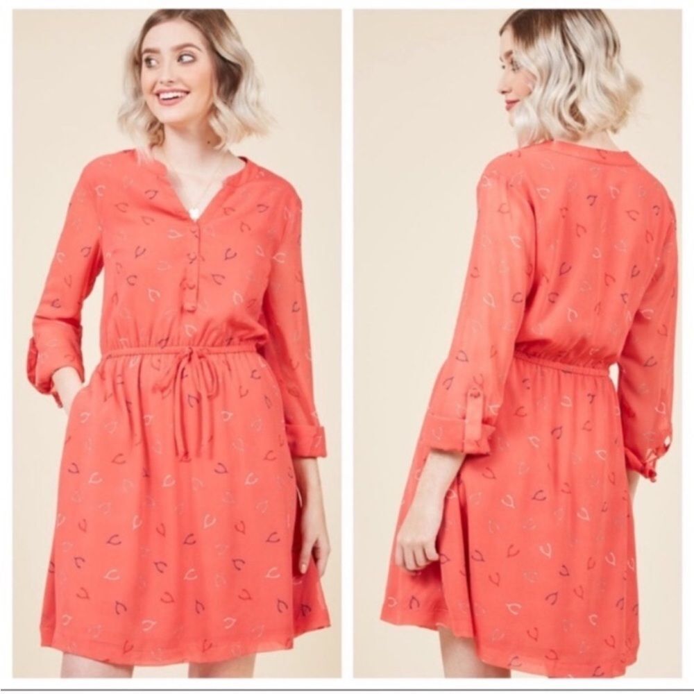 Modcloth Effortless on Arrival Dress in Wishbone Print 4X NWOT